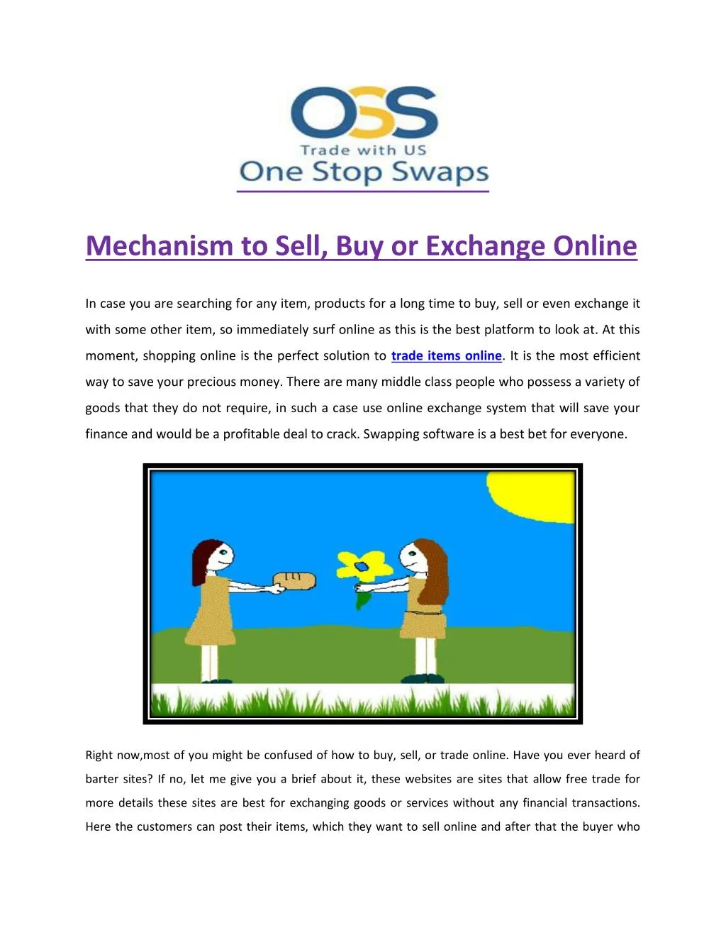 mechanism to sell buy or exchange online