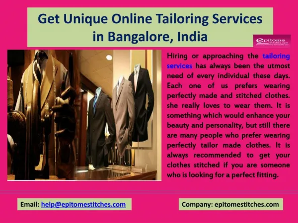 Get Unique Online Tailoring Services in Bangalore, India