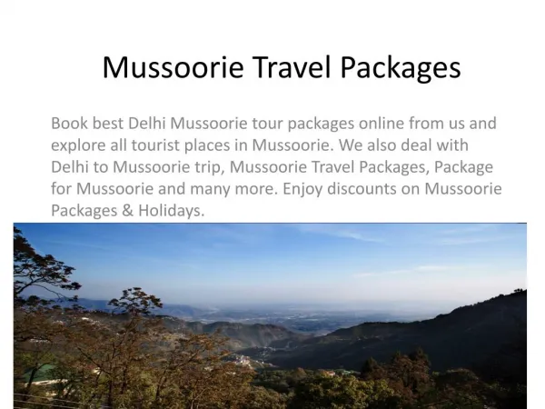 Mussoorie Travel Packages