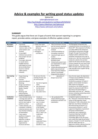 Status reporting guidelines - slide 1