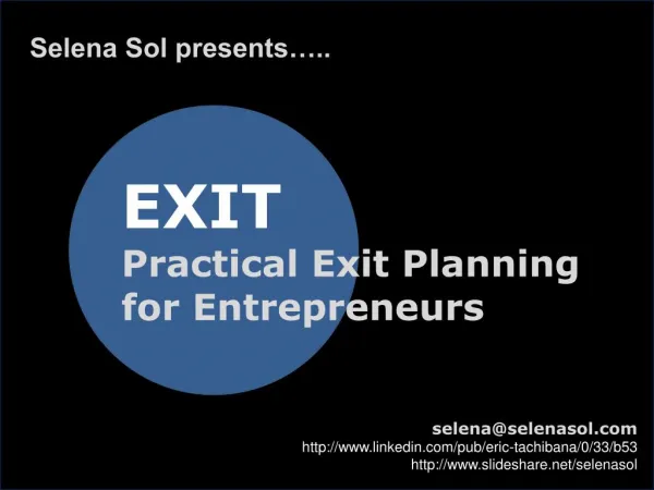 Exit Planning for Entrepreneurs - Presentation for Angel's Gate