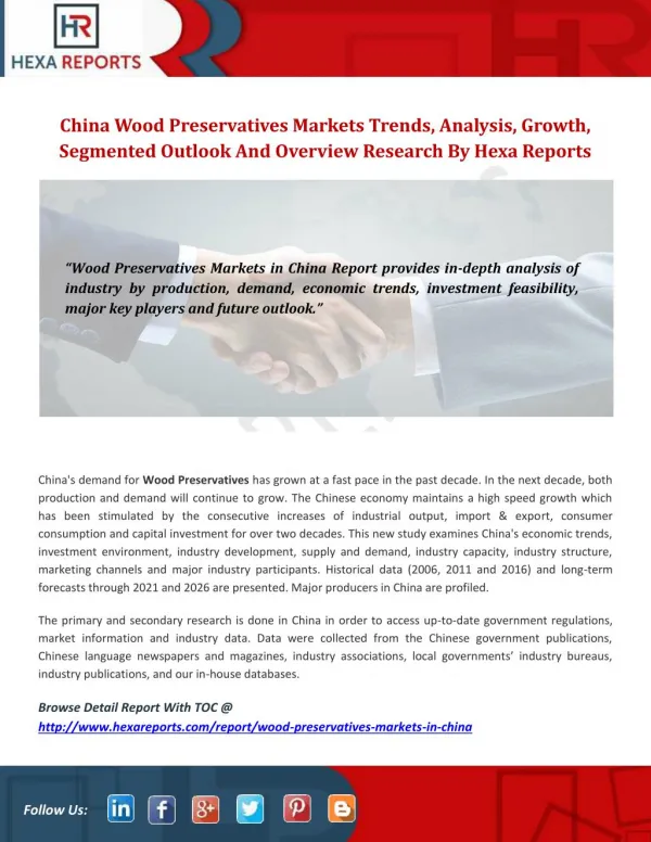 China Wood Preservatives markets trends, analysis, And Overview Research By Hexa Reports