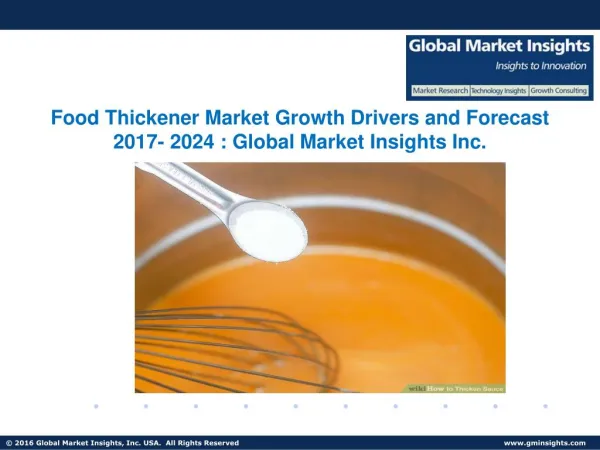 Food Thickener Market Analysis Report, Share, Growth, Price Trends and Forecast by 2024