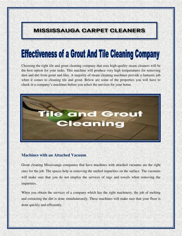 Effectiveness of a Grout And Tile Cleaning Company