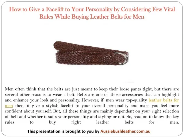 How to Give a Facelift to Your Personality by Considering Few Vital Rules While Buying Leather Belts for Men?