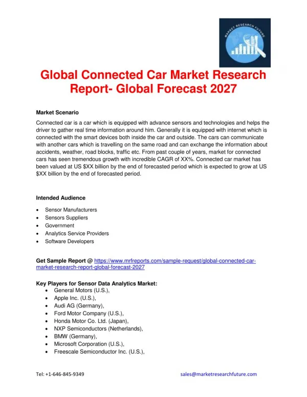 Global Connected Car Market Research Report- Global Forecast 2027