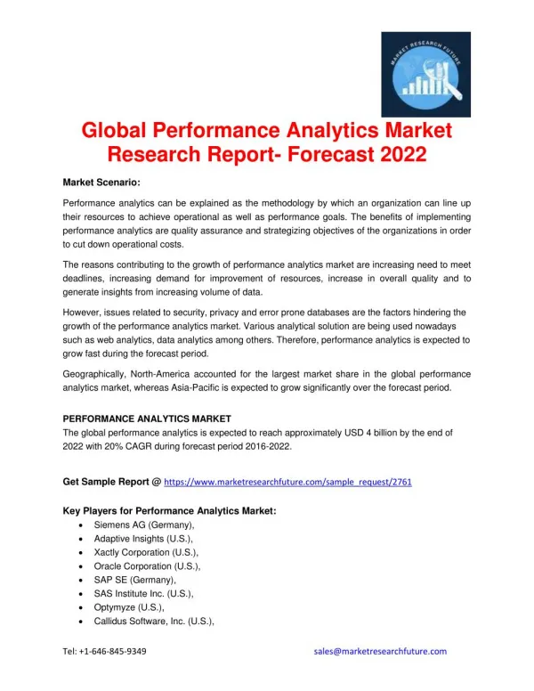 Global Performance Analytics Market Research Report- Forecast 2022