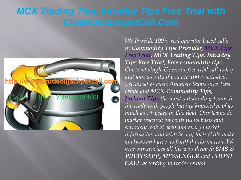 mcx trading tips intraday tips free trial with