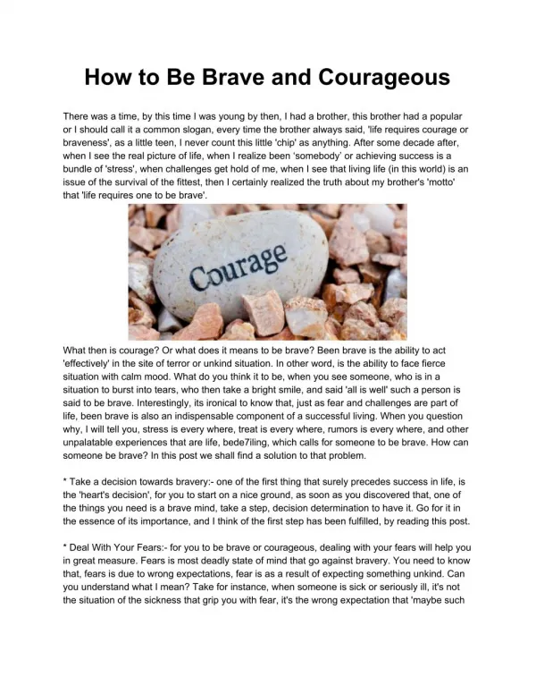 How to Be Brave and Courageous