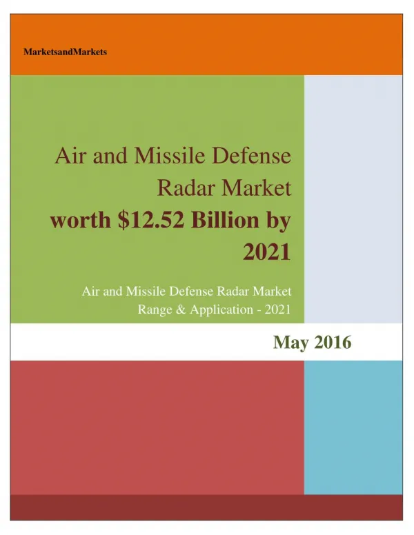 Air and Missile Defense Radar Market worth 12.52 Billion USD by 2021