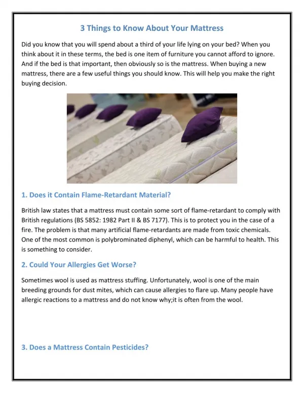 3 Things to Know About Your Mattress
