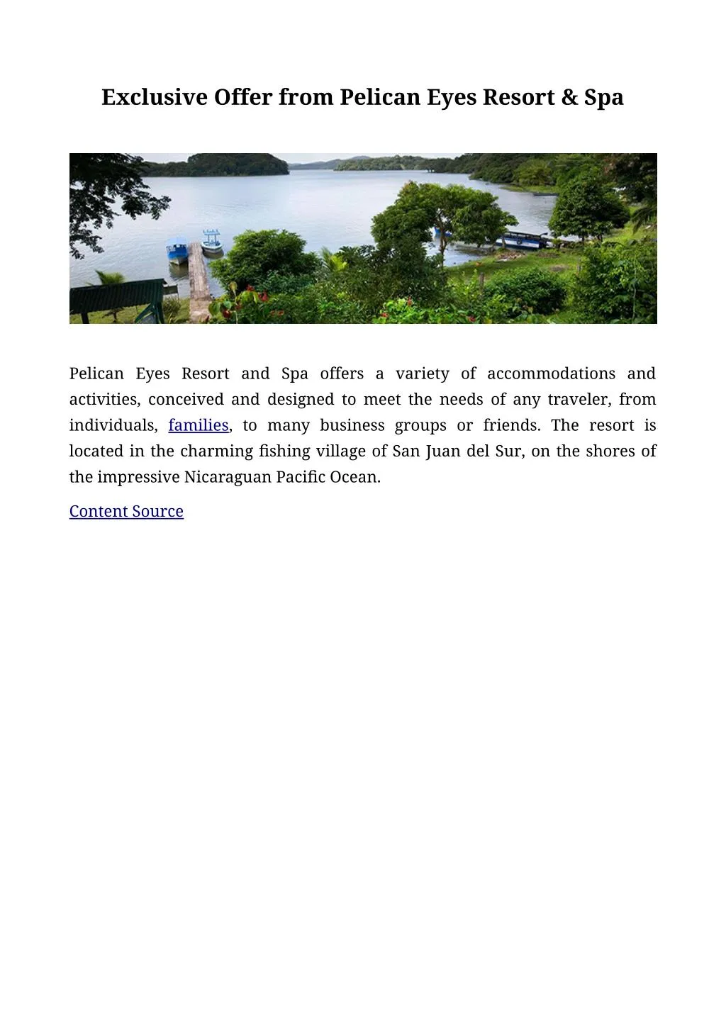 exclusive offer from pelican eyes resort spa