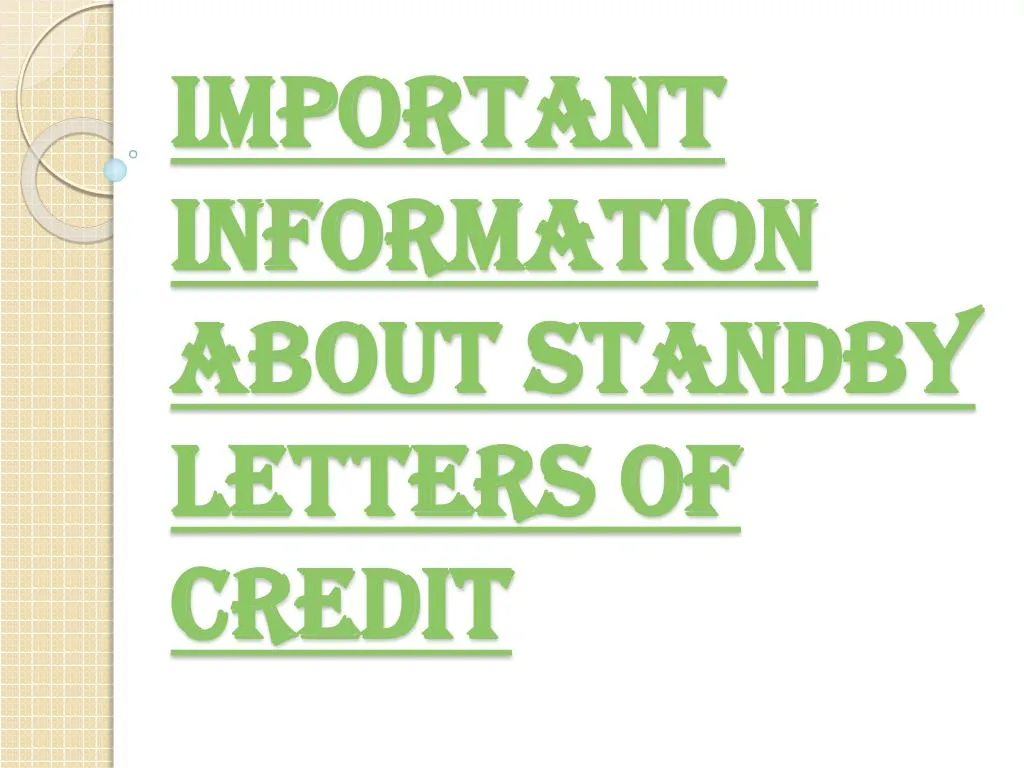 important information about standby letters of credit