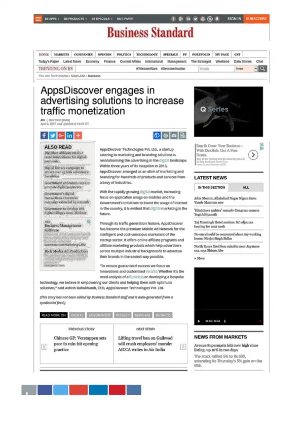 AppsDiiscover engages in Advertising Solutions to increase traffic Monetization