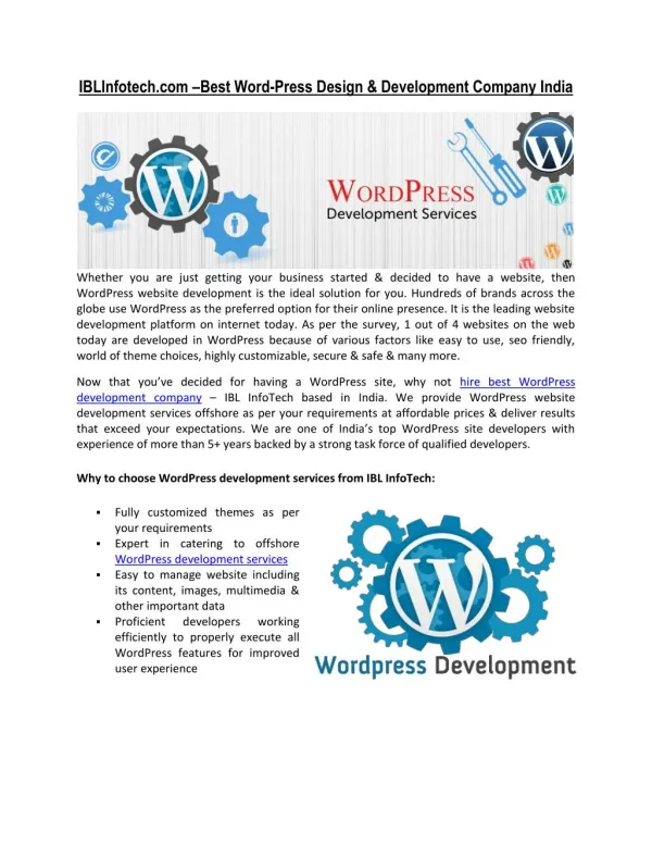 IBLInfotech.com - Hire WordPress Developers