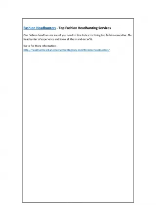 Fashion Headhunters - Top Fashion Headhunting Services