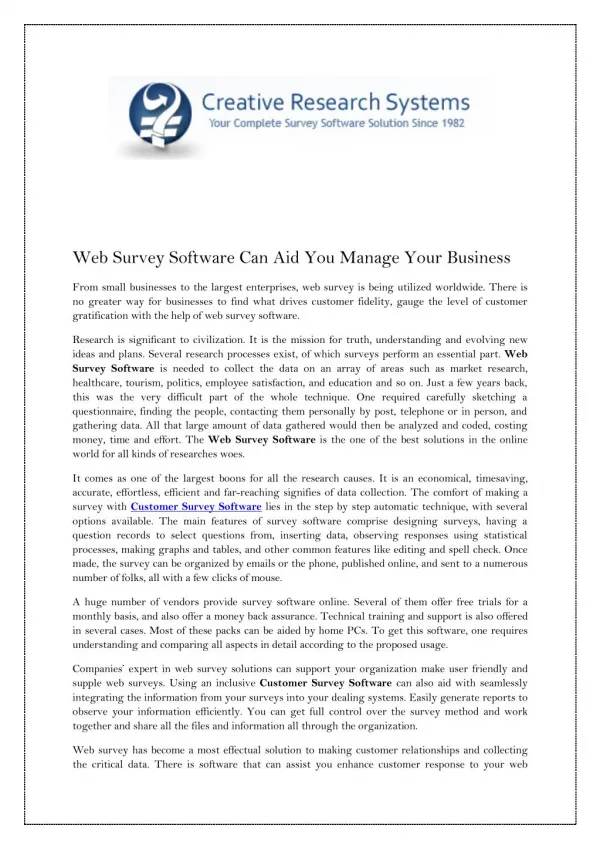 Web Survey Software Can Aid You Manage Your Business