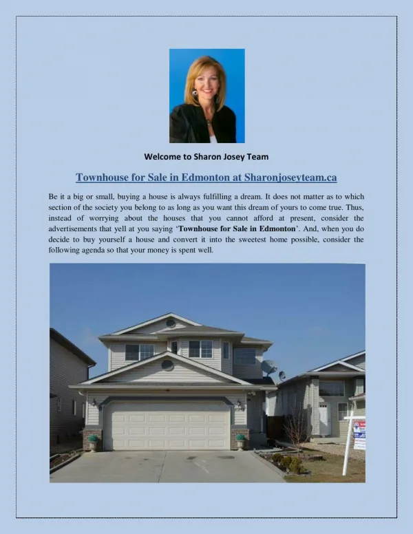 Townhouse for Sale in Edmonton at Sharonjoseyteam.ca