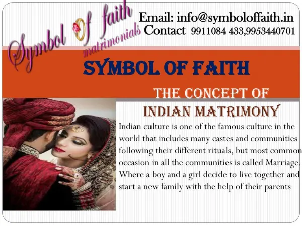 Best Matrimonial Services in Delhi - Symboloffaith.in