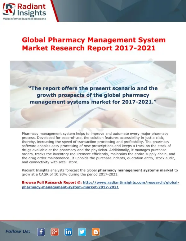 Global Pharmacy Management System Market Research Report 2017-2021