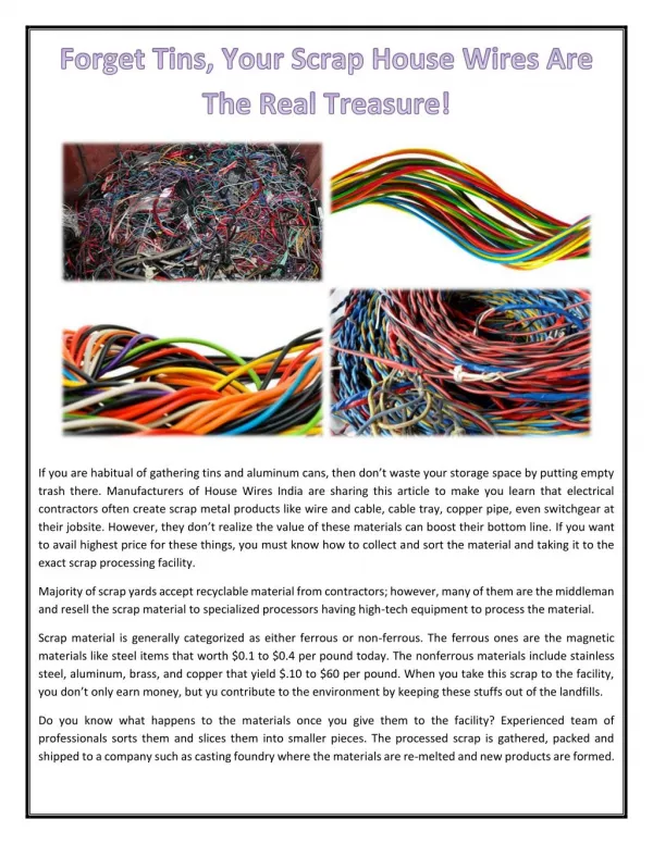 Forget Tins, Your Scrap House Wires Are The Real Treasure!
