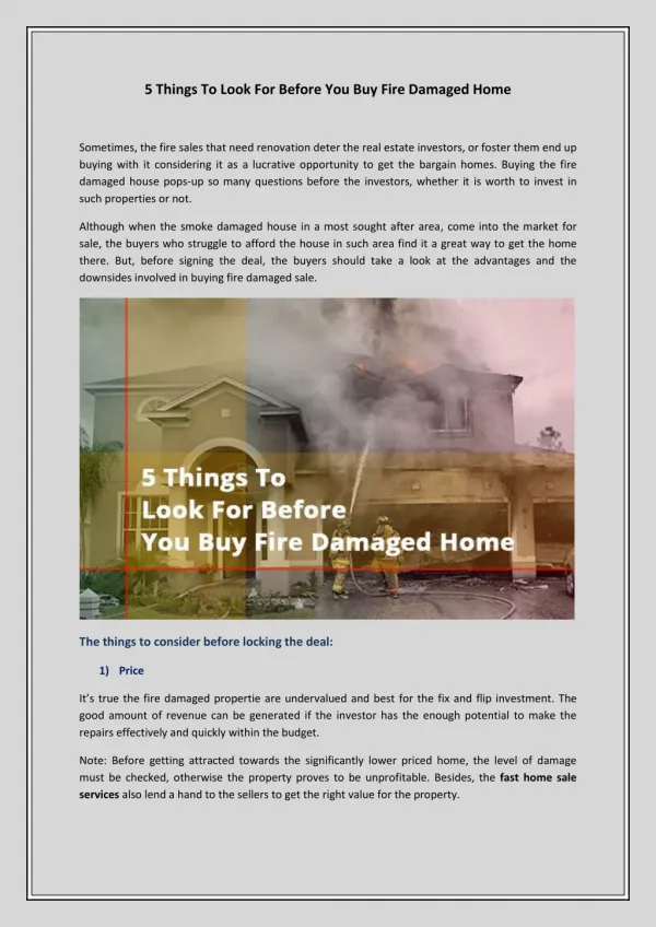5 Things To Look For Before You Buy Fire Damaged Home