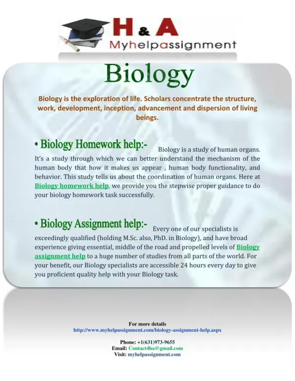 Biology homework assignment Help