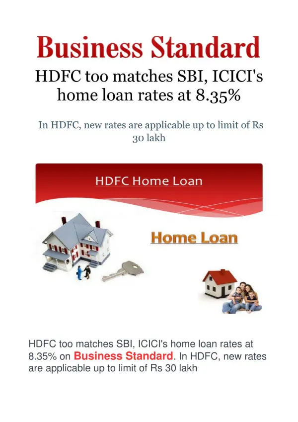 HDFC too matches SBI, ICICI's home loan rates at 8.35%