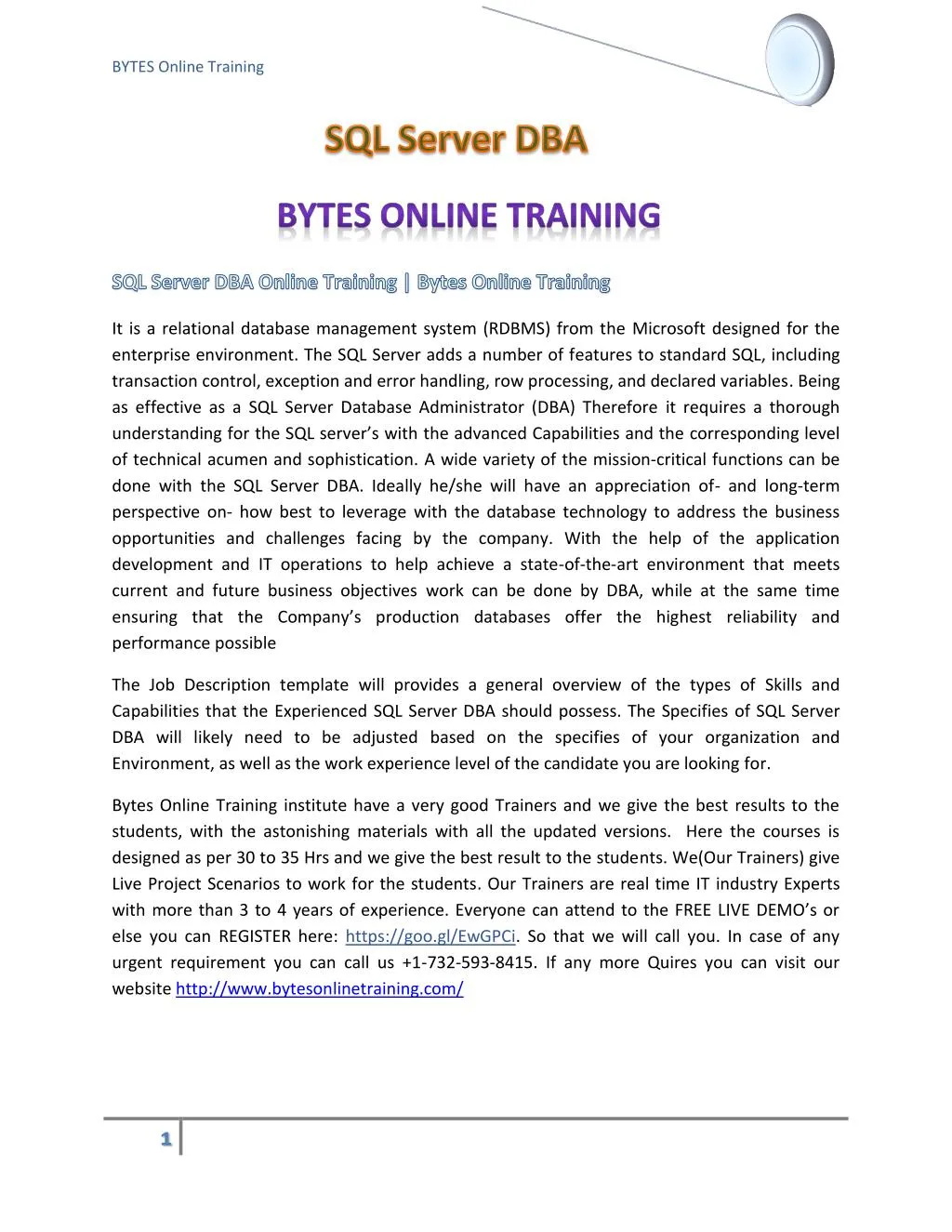 bytes online training