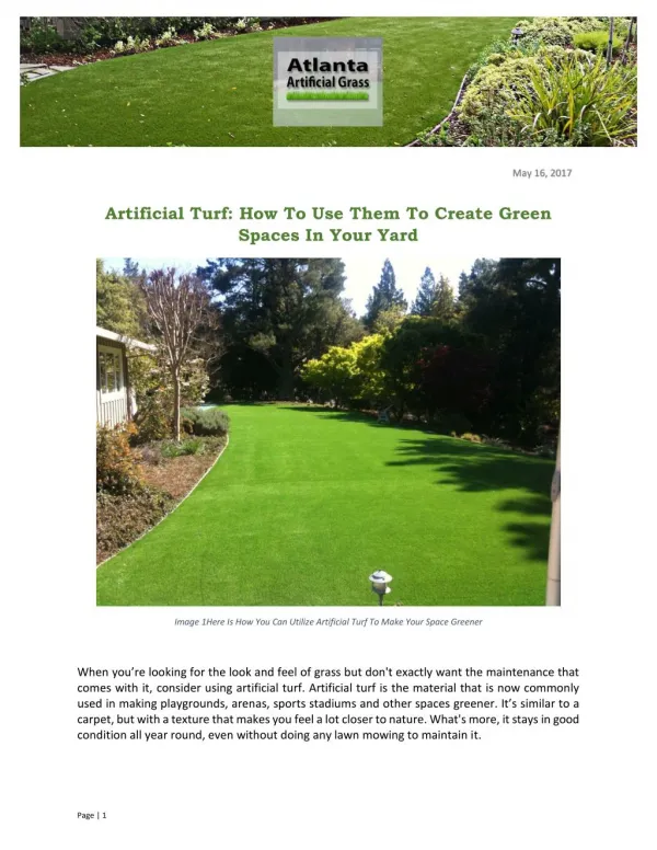 Artificial Turf: How To Use Them To Create Green Spaces In Your Yard