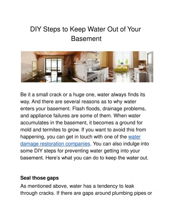 DIY Steps to Keep Water Out of Your Basement