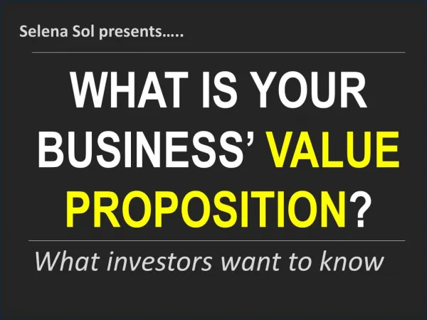 Intro to value propositions for entrepreneurs
