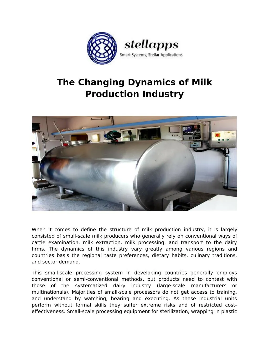 the changing dynamics of milk production industry