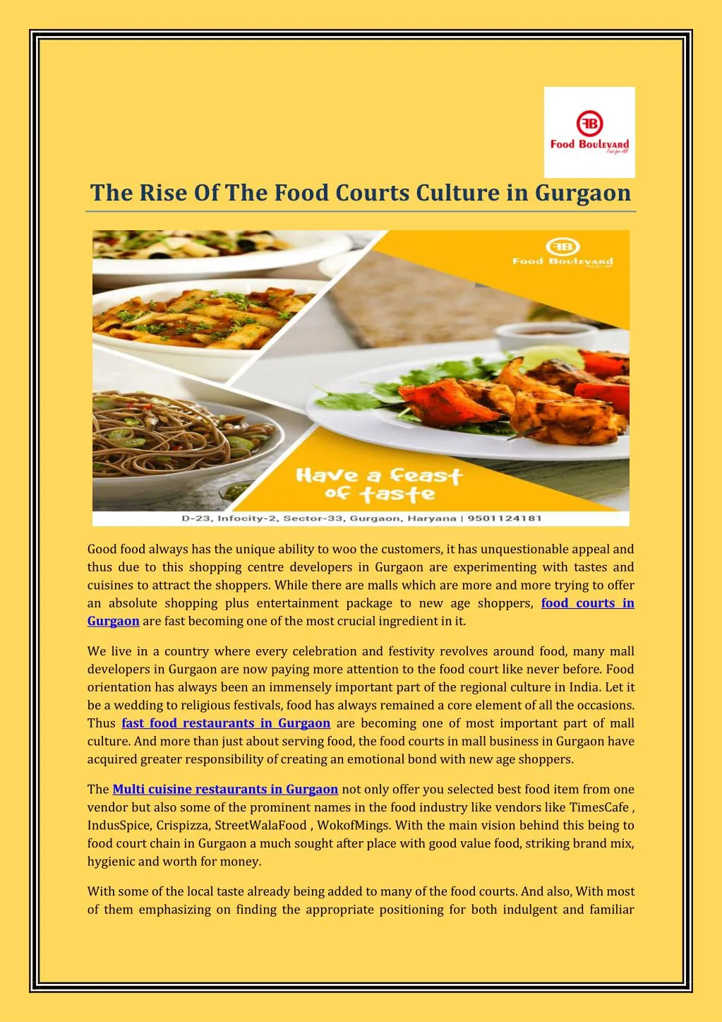 the rise of the food courts culture in gurgaon