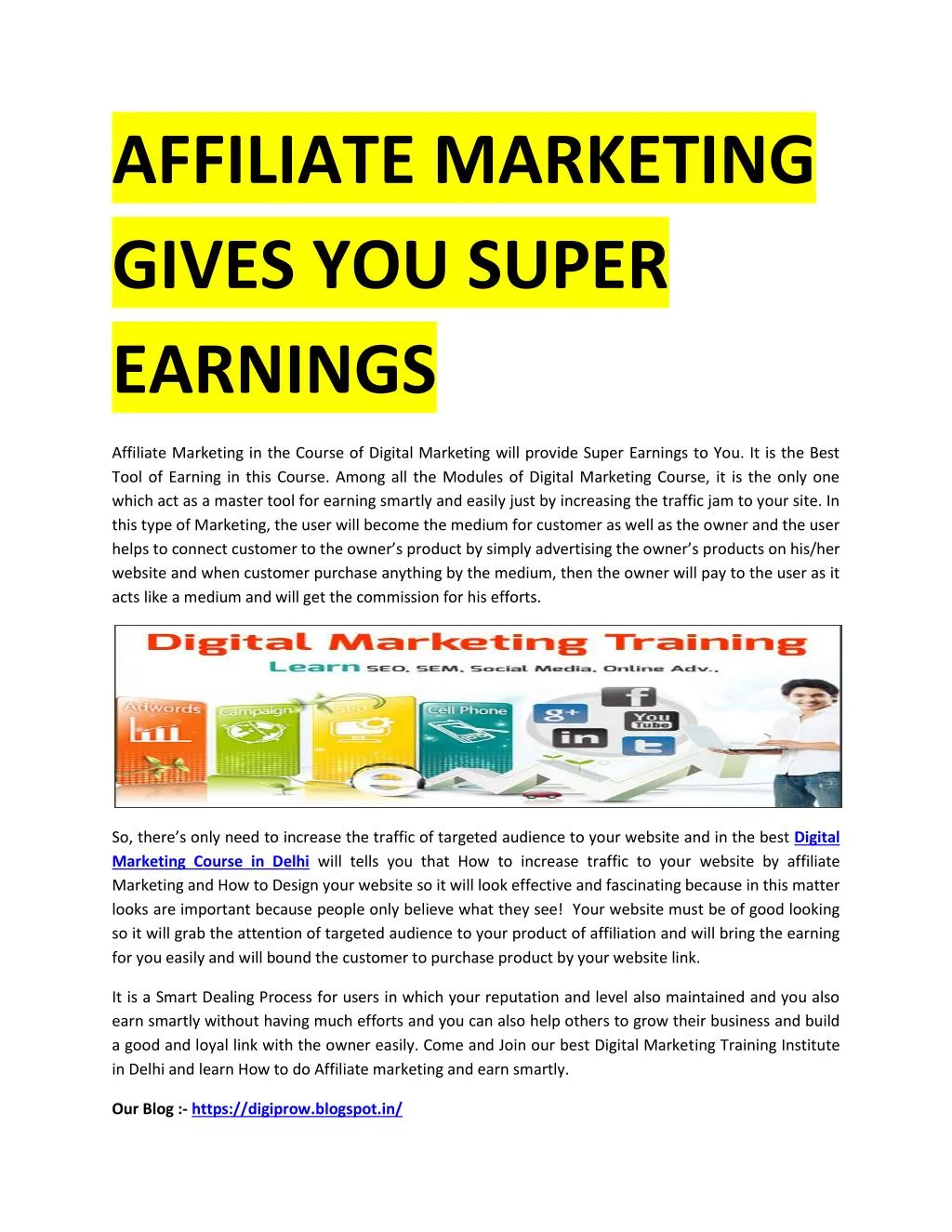 affiliate marketing gives you super earnings