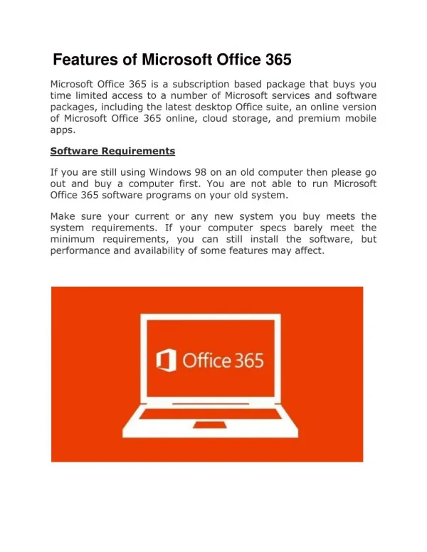 Features of Microsoft Office 365