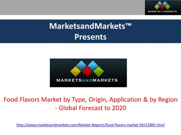 Food Flavors Market - Global Forecast to 2020