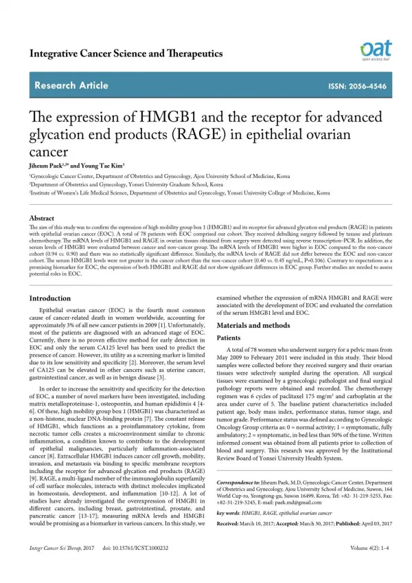 Integrative Cancer Science and Therapeutics