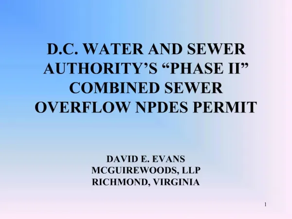 D.C. WATER AND SEWER AUTHORITY S PHASE II COMBINED SEWER OVERFLOW NPDES PERMIT