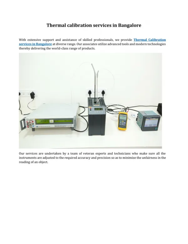 Thermal calibration services in Bangalore