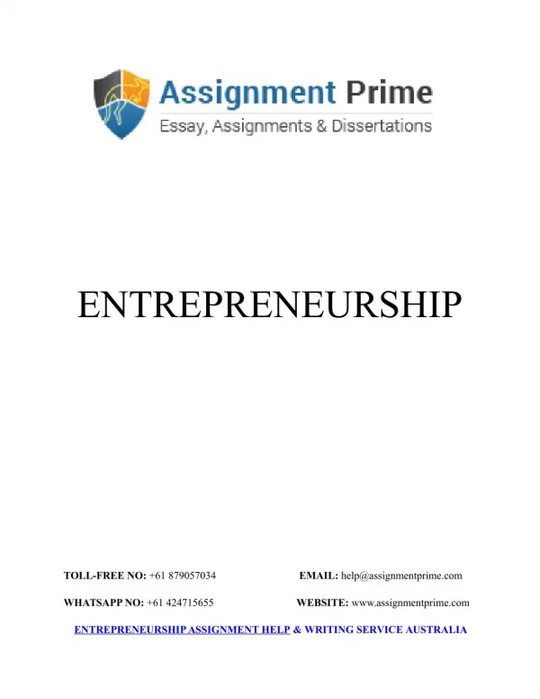 Sample Assignment: An Introduction to Entrepreneurship