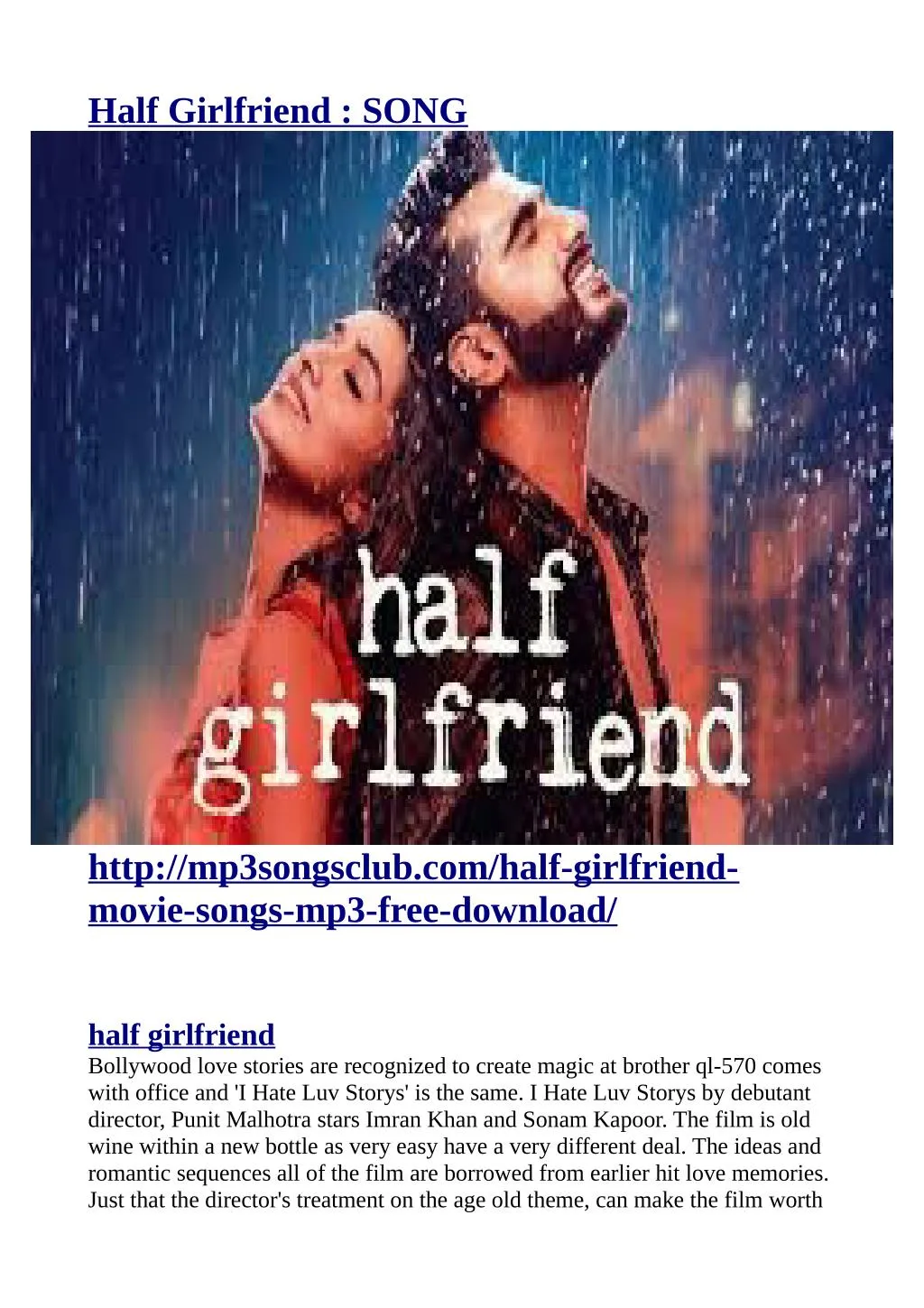 half girlfriend song