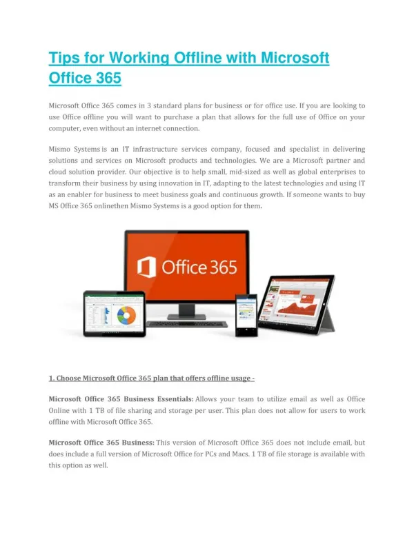 Tips for Working Offline with Microsoft Office 365