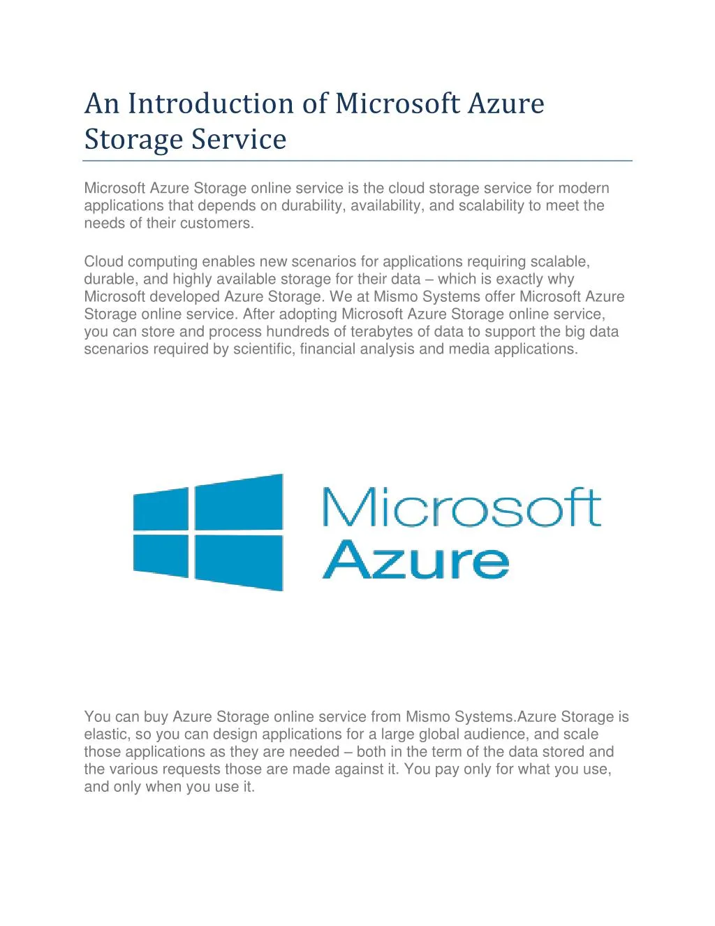 an introduction of microsoft azure storage service
