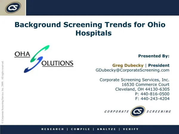 Background Screening Trends for Ohio Hospitals