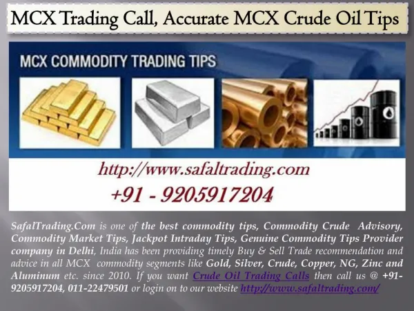 MCX Trading Call, Accurate MCX Crude Oil Tips