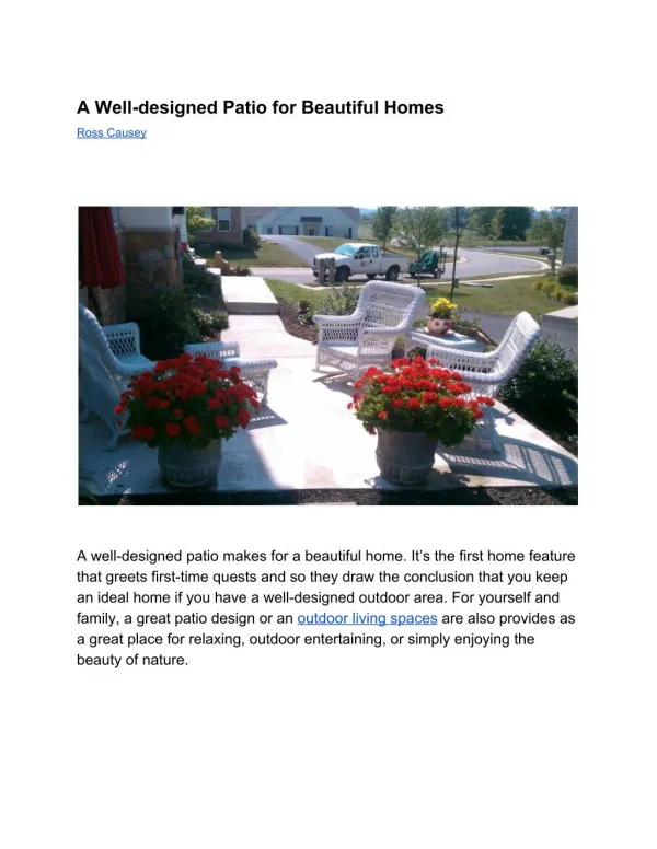 A Well-designed Patio for Beautiful Homes