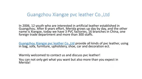 Guangzhou Xiangze pvc Leather Co.,Ltd
