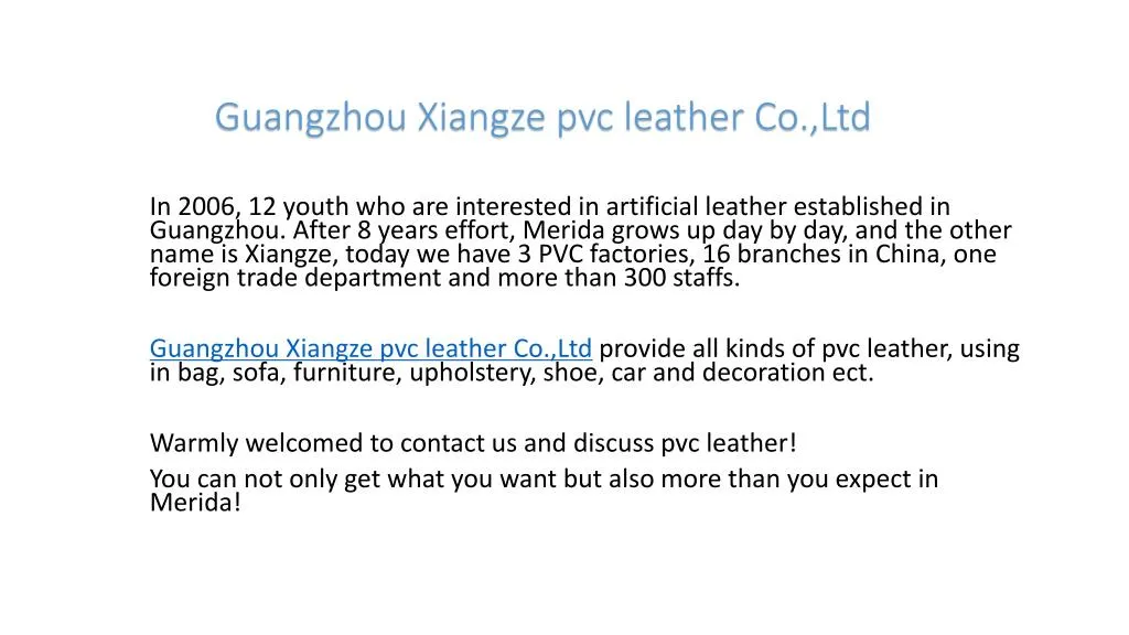guangzhou xiangze pvc leather co ltd