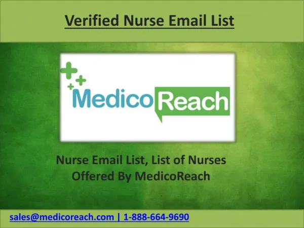 High Quality Nurses Email List Offered by MedicoReach